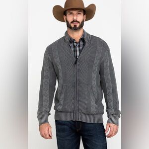 NWOT MOONSHINE SPIRIT MEN'S DEARPOINT FULL ZIP CABLE KNIT SWEATSHIRT SZ XL